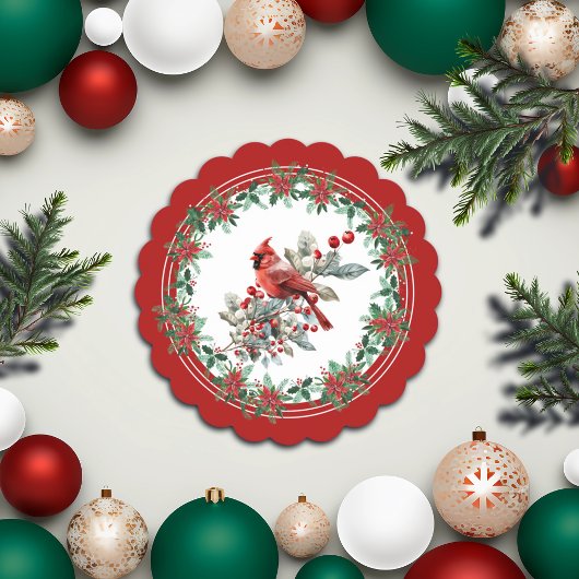 Red Mockingbird Poinsettia grenzen elegant Kartonnen Onderzetters