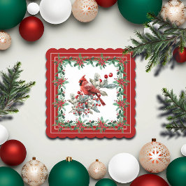 Red Mockingbird Poinsettia grenzen elegant Kartonnen Onderzetters