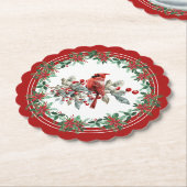 Red Mockingbird Poinsettia grenzen elegant Kartonnen Onderzetters (Gekanteld)