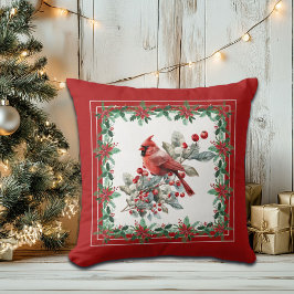 Red Mockingbird Poinsettia grenzen elegant Kussen