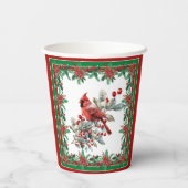 Red Mockingbird Poinsettia grenzen elegant Papieren Bekers (Achterkant)