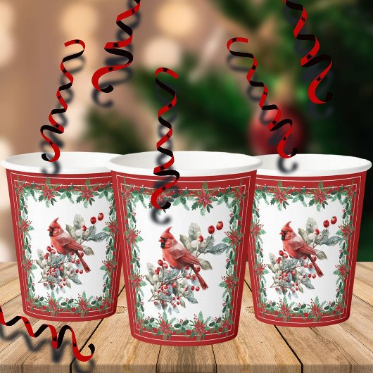 Red Mockingbird Poinsettia grenzen elegant Papieren Bekers