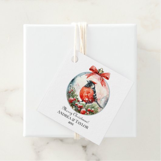 Red Mockingbird Winterlandschap Bedankjes Labels (In situ)