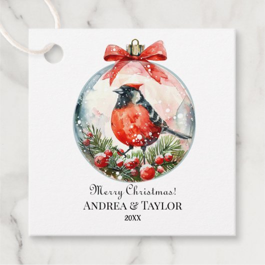 Red Mockingbird Winterlandschap Bedankjes Labels (Voorkant)