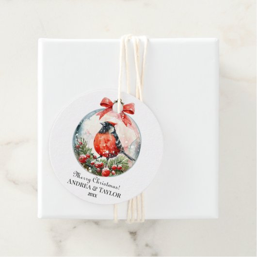 Red Mockingbird Winterlandschap Bedankjes Labels (In situ)