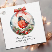 Red Mockingbird Winterlandschap Bedankjes Labels