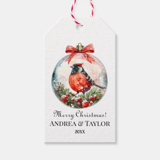 Red Mockingbird Winterlandschap Cadeaulabel (Voorkant)