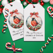 Red Mockingbird Winterlandschap Cadeaulabel