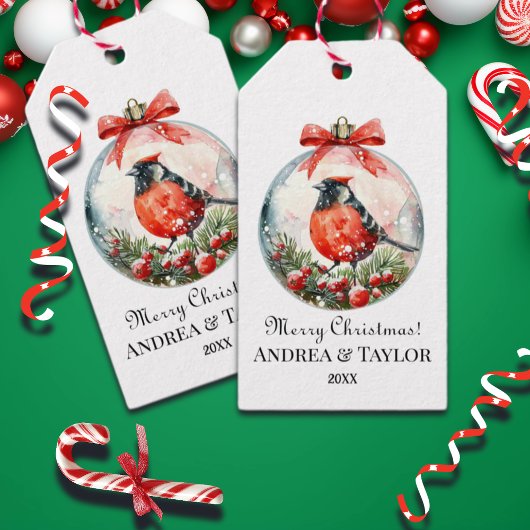 Red Mockingbird Winterlandschap Cadeaulabel