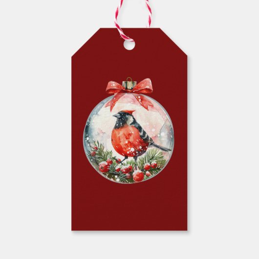 Red Mockingbird Winterlandschap Cadeaulabel (Achterkant)
