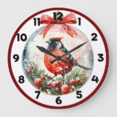 Red Mockingbird Winterlandschap Grote Klok (Voorkant)