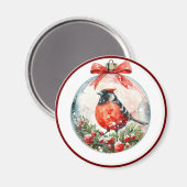 Red Mockingbird Winterlandschap Magneet (Voorkant / Achterkant)