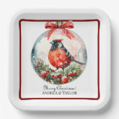 Red Mockingbird Winterlandschap Papieren Bordje (Voorkant)