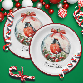 Red Mockingbird Winterlandschap Papieren Bordje