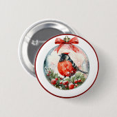 Red Mockingbird Winterlandschap Ronde Button 5,7 Cm (Voorkant /achterkant)