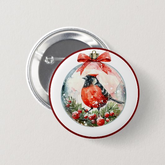 Red Mockingbird Winterlandschap Ronde Button 5,7 Cm (Voorkant /achterkant)