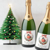 Red Mockingbird Winterlandschap Sparkling Wijnetiket