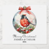 Red Mockingbird Winterlandschap Sparkling Wijnetiket (Enkel label)