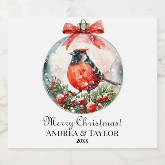 Red Mockingbird Winterlandschap Sparkling Wijnetiket (Enkel label)