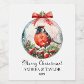 Red Mockingbird Winterlandschap Wijn Etiket (Enkel label)