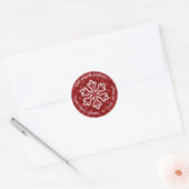Red Mod Stippen Snowflake - Cirkel retouradres Ronde Sticker (Envelop)