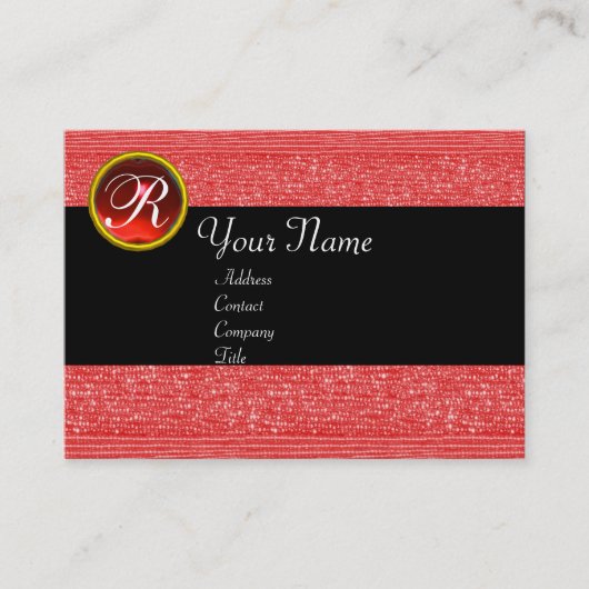 RED MODE BEADS RUBY GEM MONOGRAM VISITEKAARTJE (Voorkant)