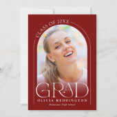 Red Modern 2 Photo Arch Afstuderen Aankondiging (Voorkant)