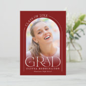 Red Modern 2 Photo Arch Afstuderen Aankondiging (Staand voorkant)
