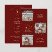 Red Modern 3 Foto's Pet All Wedding Jubileum (Voorkant / Achterkant)