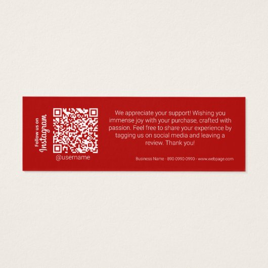 Red Modern Bedankt voor uw aankoop Mini Visitekaartjes (Achterkant)