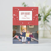 Red Modern Berry Holiday Fotokaart Kaart (Staand voorkant)