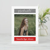 Red Modern Block 3-Photo Afstuderen Kaart (Staand voorkant)