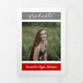 Red Modern Block 5-Photo Afstuderen Drieluik Uitnodiging (Cover)