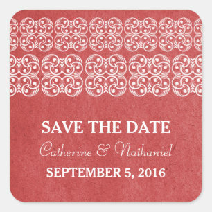 Red Modern Bohemian Save the Date Stickers