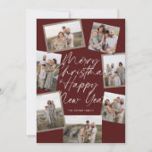 Red Modern Boho 8 Fotocollage Kerstmis Feestdagenkaart (Voorkant)