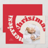 Red Modern Bold Typography Christmas Flat Photo Feestdagenkaart (Voorkant / Achterkant)