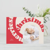 Red Modern Bold Typography Christmas Flat Photo Feestdagenkaart (Staand voorkant)