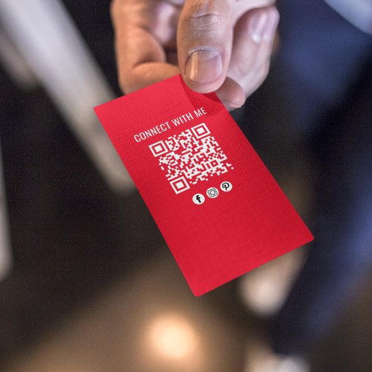 Red Modern Business Photo QR Code Visitekaartje