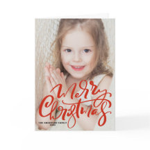 Red Modern Calligrafie-foto Merry kerst
