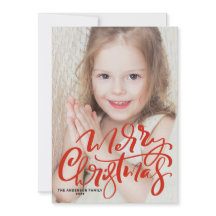 Red Modern Calligrafie-foto Merry kerst