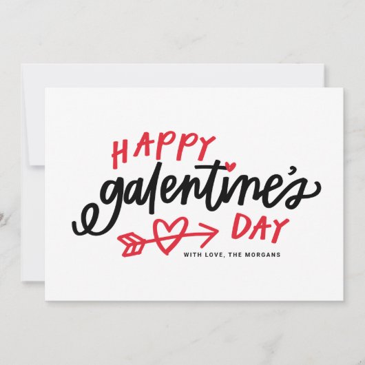 Red Modern Calligrafie Happy Galentine's Day Feestdagenkaart (Voorkant)