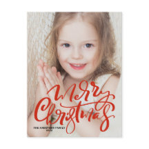 Red Modern Calligrafie Merry Kerstfoto