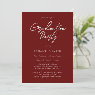 Red Modern Calligraphy Script Graduation Party Kaart