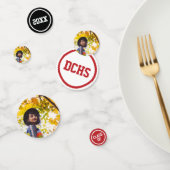 Red Modern Circles Foto Afstuderen Confetti (Groep)