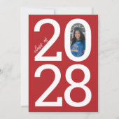 Red Modern Class Jaar van en Foto Afstuderen Aankondiging (Voorkant)