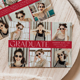 Red Modern Classic 12 Photo Afstuderen Aankondiging