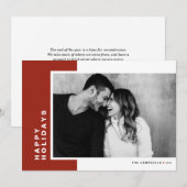 Red Modern Color Block Prettige feestdagen Foto Feestdagenkaart (Voorkant / Achterkant)