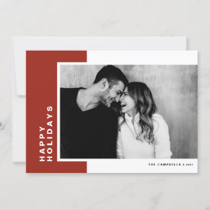 Red Modern Color Block Prettige feestdagen Foto Feestdagenkaart