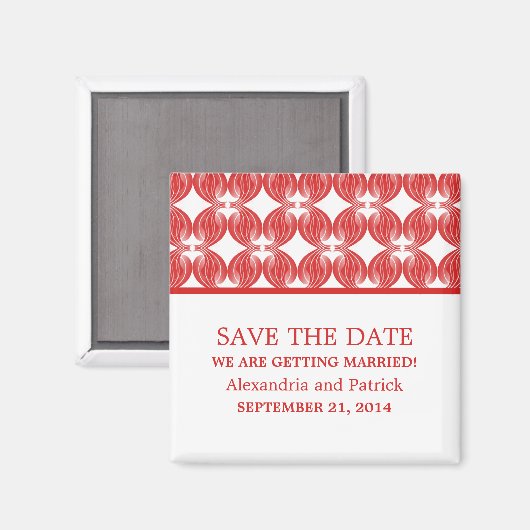 Red Modern Deco sparen de Magnet van de Datum (Voorkant / Achterkant)