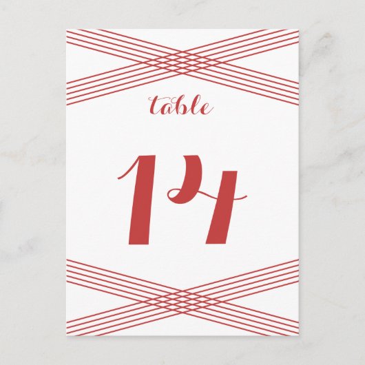 Red Modern Deco Table Briefkaart (Voorkant)